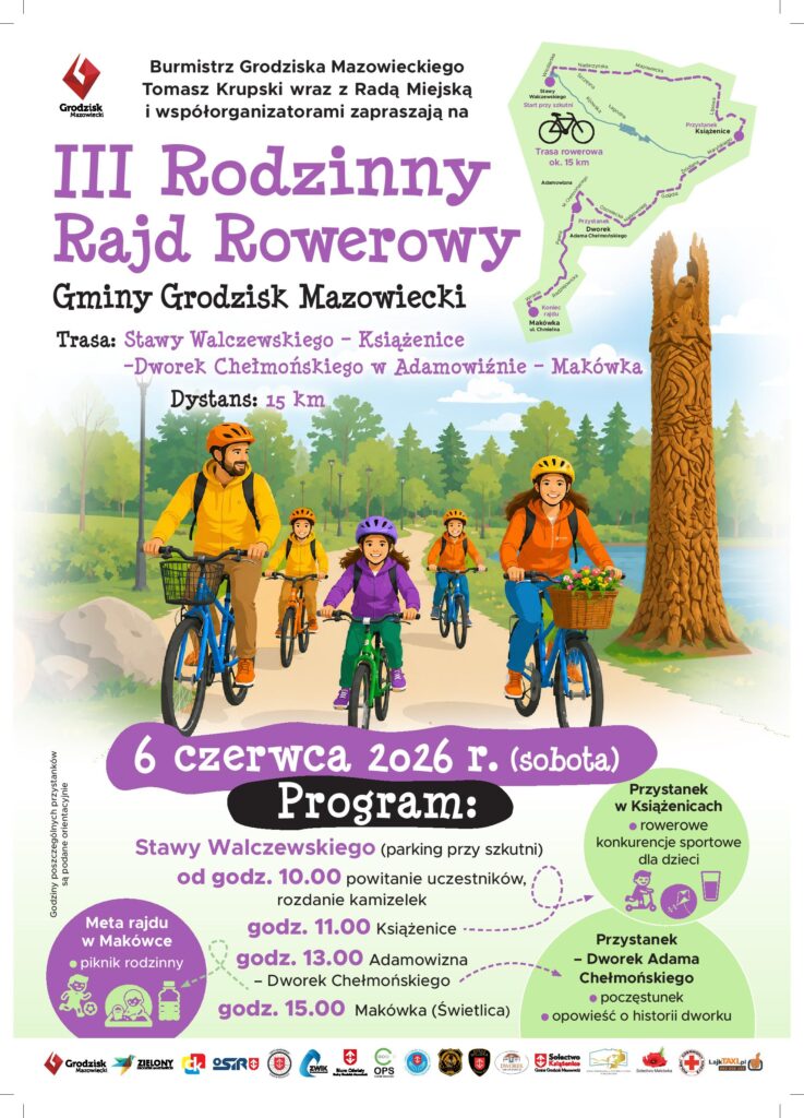 III Rodzinny Rajd Rowerowy Gminy Grodzisk Mazowiecki Plakat Informacyjny