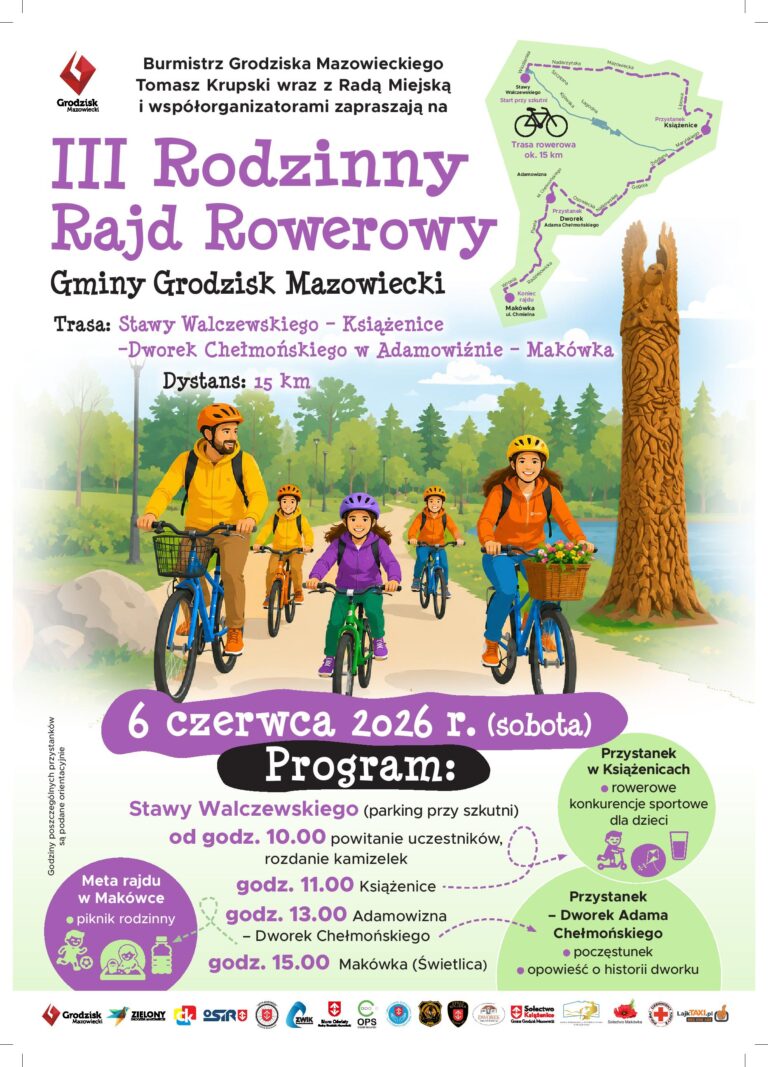 III Rodzinny Rajd Rowerowy Gminy Grodzisk Mazowiecki Plakat Informacyjny